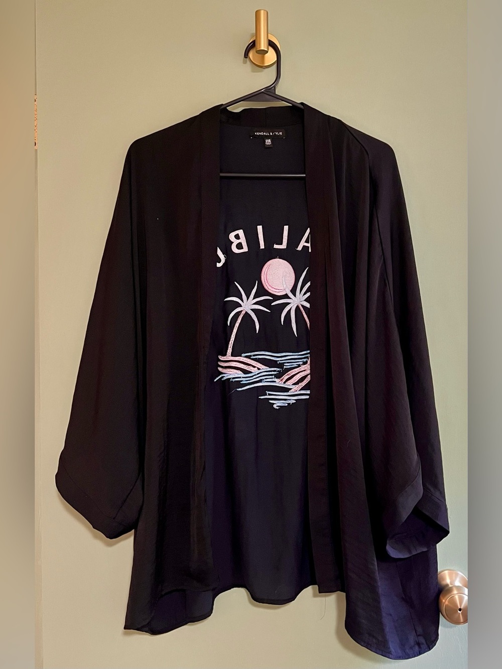 Kendall & Kylie Black Open-Front Swim Cover-Up